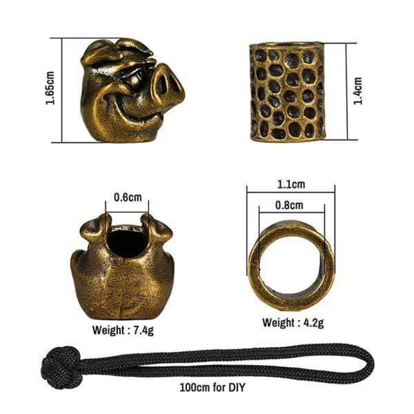 Viperade Vintage Warpig Copper / Brass Lanyard Bead