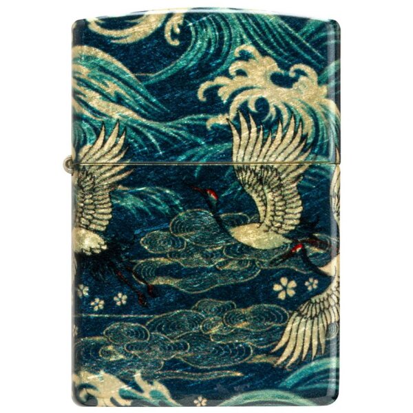 Zippo Eastern 540° Fusion Asia gold grün Kranich Wellen