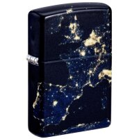 Zippo Night Earth Design blau gold Glow in the dark