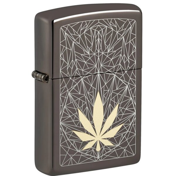 Zippo Cannabis Design Black Ice Feuerzeug Two Tone Laser Gravur