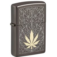 Zippo Cannabis Design Black Ice Feuerzeug Two Tone Laser...