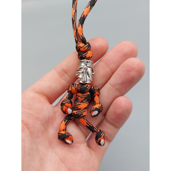 Moai Bead mit Lanyard und Schlüsselring EDC Every Day Carry Schwarz Orange Neon Lachs