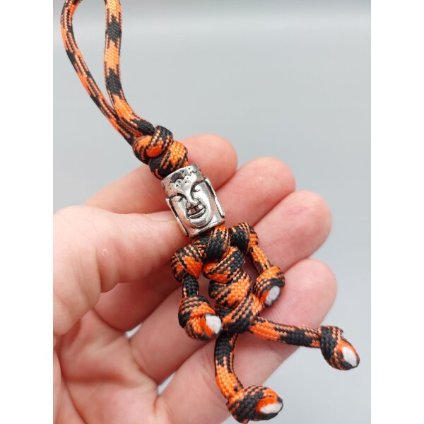 Moai Bead mit Lanyard und Schlüsselring EDC Every Day Carry Schwarz Orange Neon Lachs