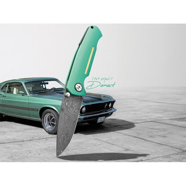 Böker Solingen 1969 Mustang Mach-1 Damast Sammlermesser 111102DAM
