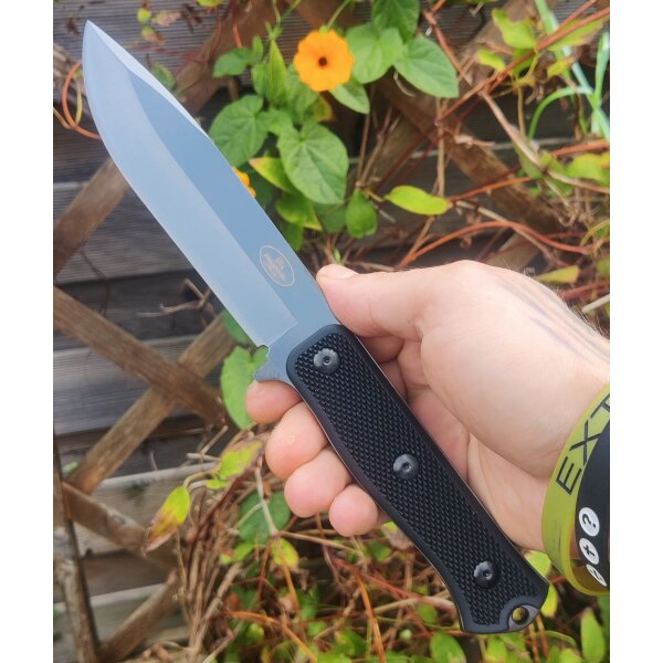 Fällkniven A1L - Expedition Knife - Lam. VG10W Stahl mit Wolfram im Stahl Lederscheide Kraton Griff