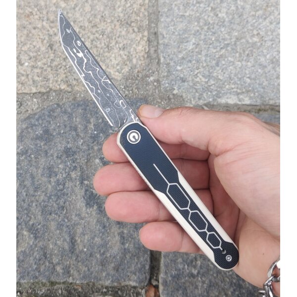 CIVIVI KwaiQ Damast Stahl Ivory & Black G10 Flipper