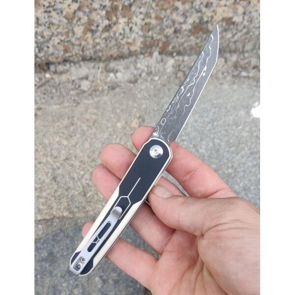 CIVIVI KwaiQ Damast Stahl Ivory & Black G10 Flipper