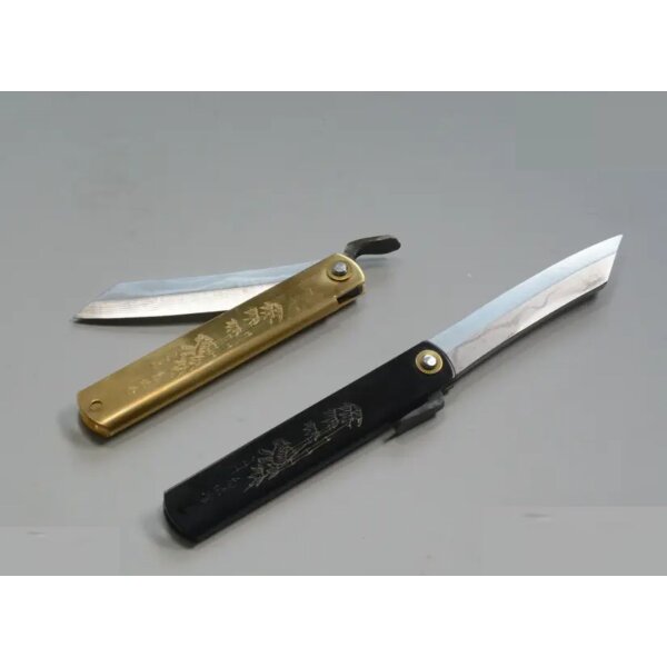 Higonokami Aogami-Tanzou Damast100 mm Heft Japanisches Taschenmesser mit Holzbox