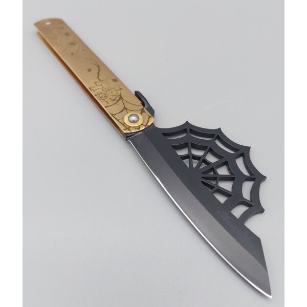 Higonokami Aranea Friction Folder Black Aogami Warikomi Stahl Messing
