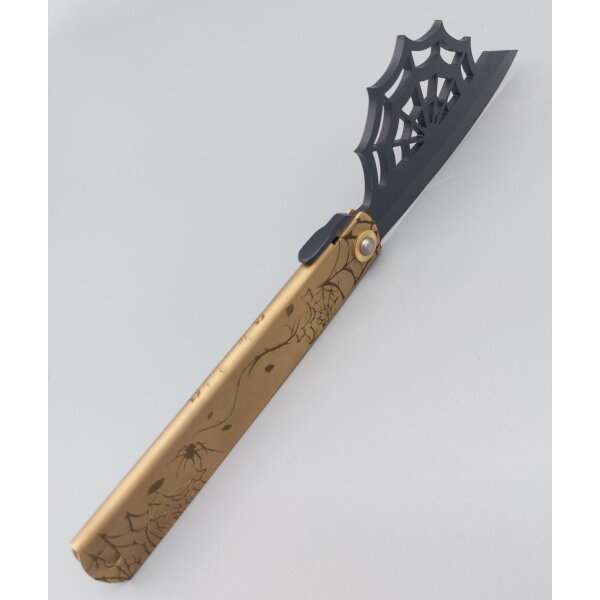 Higonokami Aranea Friction Folder Black Aogami Warikomi Stahl Messing