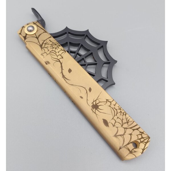 Higonokami Aranea Friction Folder Black Aogami Warikomi Stahl Messing