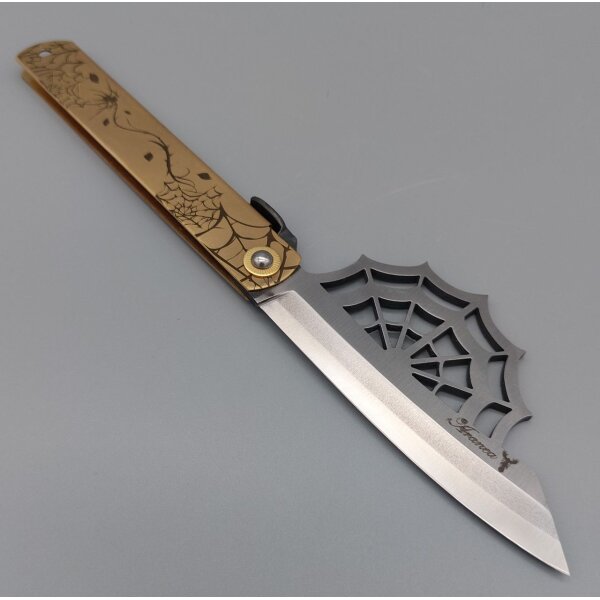 Higonokami Aranea Friction Folder Satin Aogami Warikomi Stahl Messing