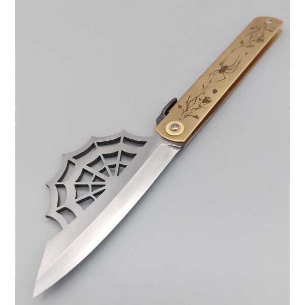 Higonokami Aranea Friction Folder Satin Aogami Warikomi Stahl Messing