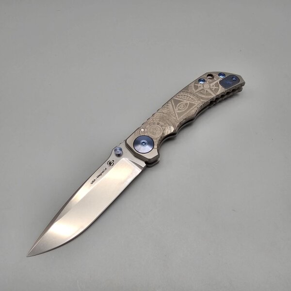Spartan Blades SF5 Custom Magna Cut Harsey Folder - OCULUS Grey Grau Silver