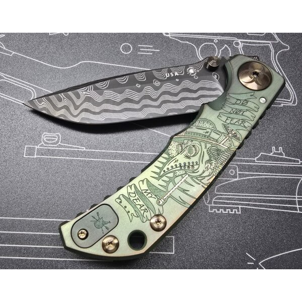Spartan Blades SF5 Custom Damast Harsey Folder - PLAGUE DOCTOR Green