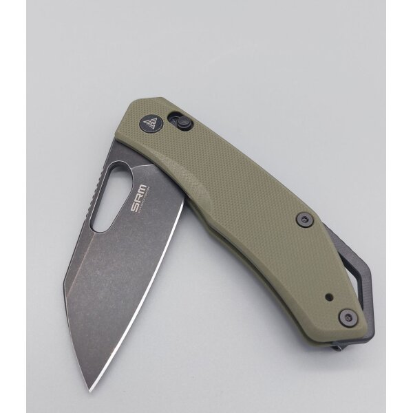 SRM Knives CUB 261M-GP Ambi Lock Folder Olive G10 154 CM Stahl