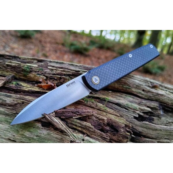 SRM Knives Qrick 408L-KB Hidden Flipper 14C28N Stahl G10 / Carbon