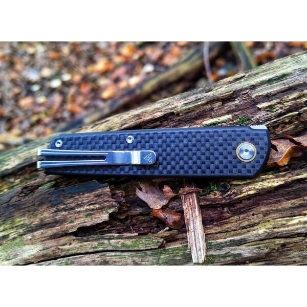 SRM Knives Qrick 408L-KB Hidden Flipper 14C28N Stahl G10 / Carbon