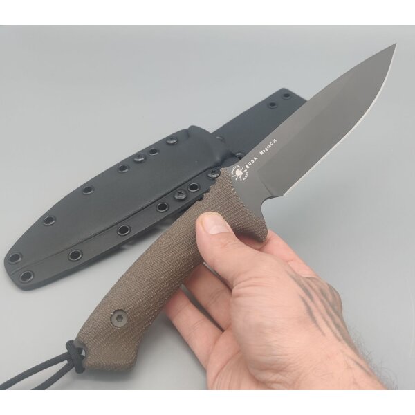Spartan Blades Harsey Difensa fixed knife BLK GRN mit Kydex Scheide Made in USA