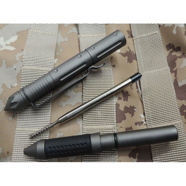 BlackField Tactical Pen Kugelschreiber Kubotan aus Aluminium grau