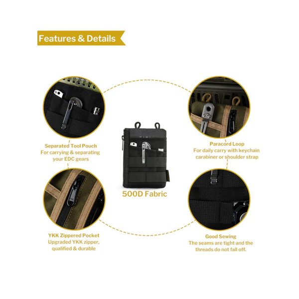 Viperade VE16N Organizer 500D Polyestergewebe EDC Pouch ohne Klett