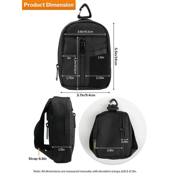 Viperade VE35 EDC Organizer Pouch Tactical Keychain Pouch Black EDC Pouch Pocket Organizer