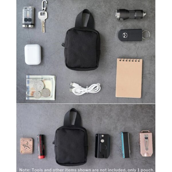 VE33 Mini Tactical EDC Compact Pocket Organizer Pouch Tactical Keychain Pouch Black EDC Pouch Pocket Organizer