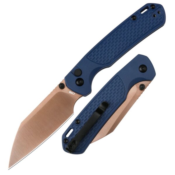 CJRB Pyrite-Light Button Lock Rose Gold Blade Taschenmesser Messer