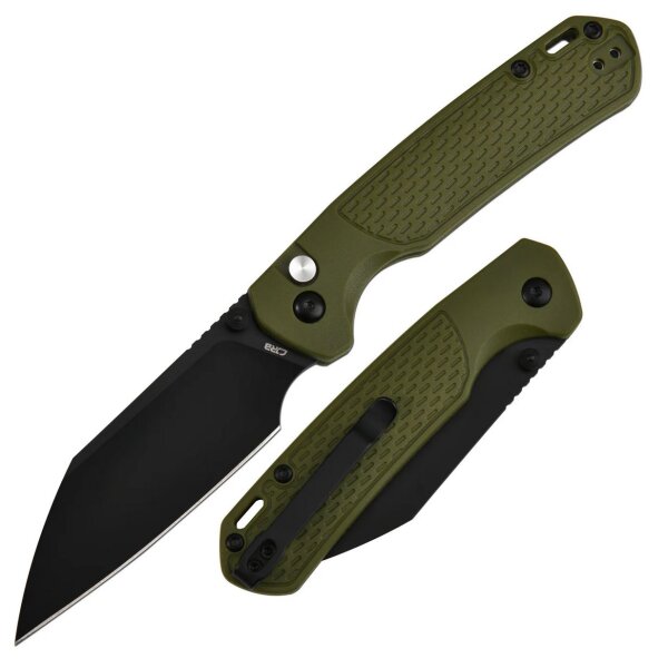 CJRB Pyrite-Light Button Lock Green FRN Taschenmesser Messer