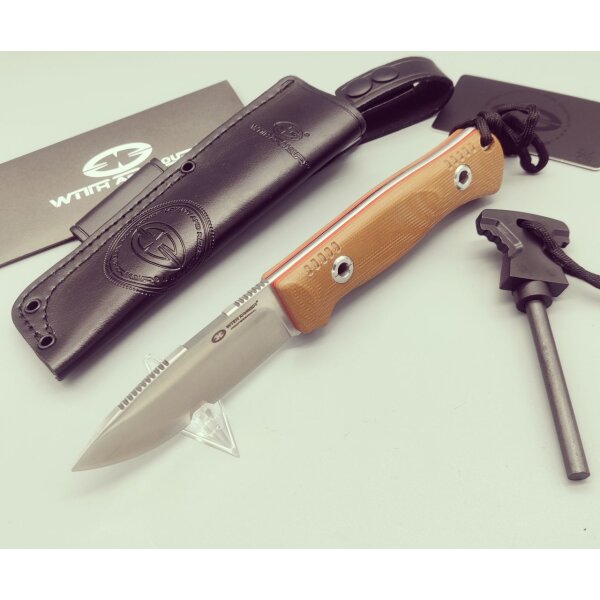 WithArmour Professional Serie Woodlands-TN Convex Bushcraft Tan Micarta