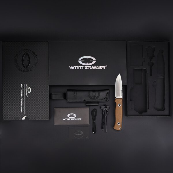WithArmour Professional Serie Woodlands-TN Convex Bushcraft Tan Micarta