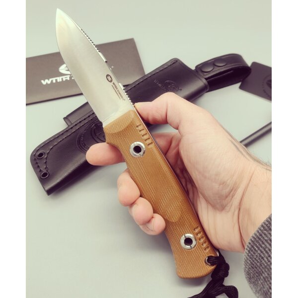 WithArmour Professional Serie Woodlands-TN Convex Bushcraft Tan Micarta