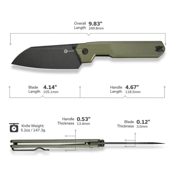 Civivi Hid Folding Kitchen Knife C23008-2 OD Green G10 14C28N Stahl