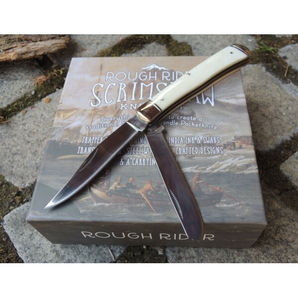 Rough Ryder Rider SCRIMSHAW KNIFE KIT Trapper mit Zubehör für Griffgravur