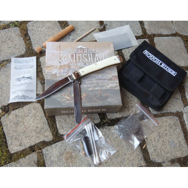 Rough Ryder Rider SCRIMSHAW KNIFE KIT Trapper mit Zubehör für Griffgravur