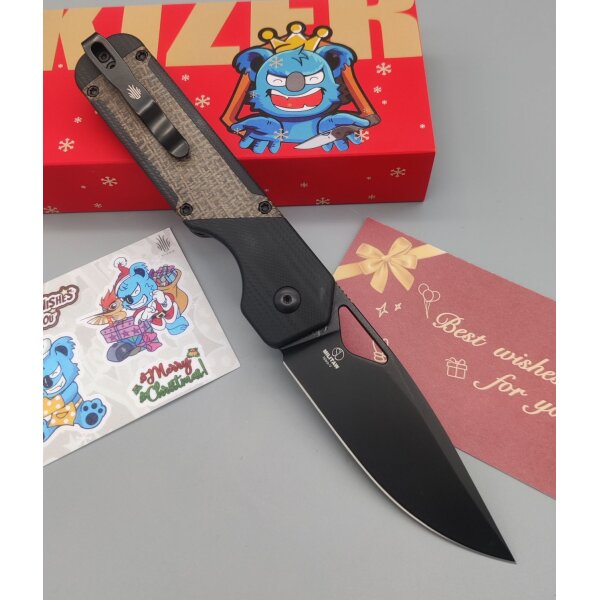 Kizer Militaw Frontflipper Nitro-V Stahl G10 Micarta