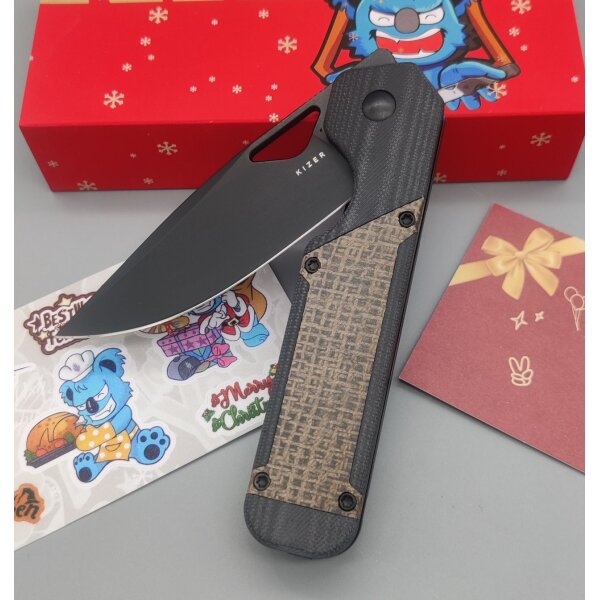 Kizer Militaw Frontflipper Nitro-V Stahl G10 Micarta