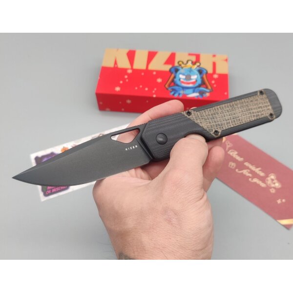 Kizer Militaw Frontflipper Nitro-V Stahl G10 Micarta