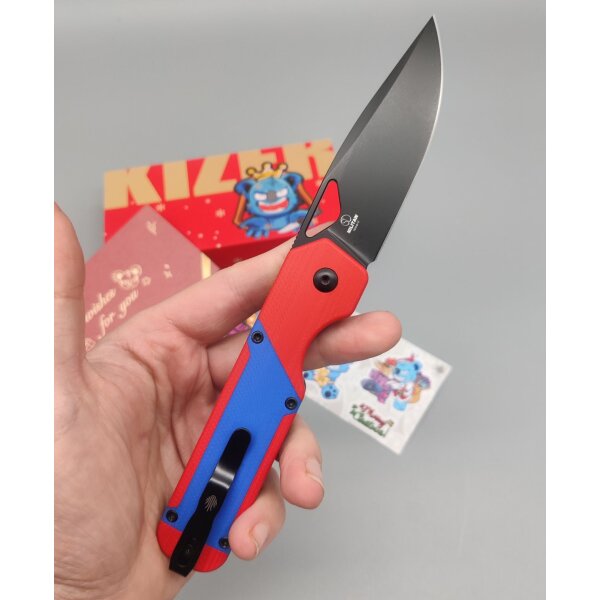 Kizer Militaw "Mario" Frontflipper Nitro-V Stahl G10 Red & Blue