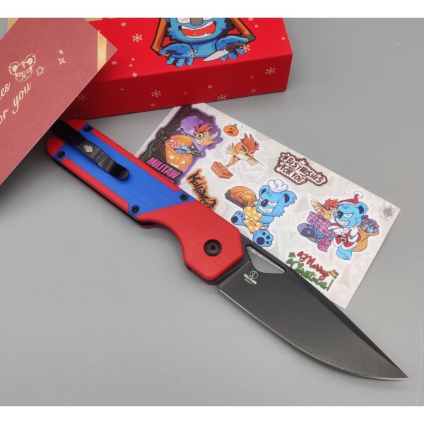 Kizer Militaw "Mario" Frontflipper Nitro-V Stahl G10 Red & Blue