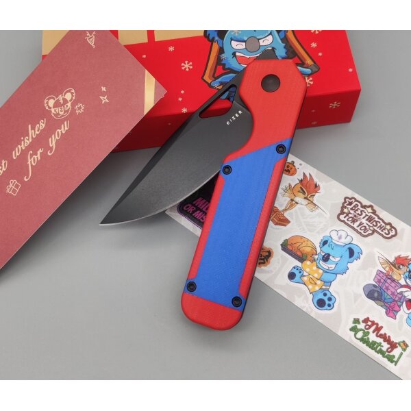 Kizer Militaw "Mario" Frontflipper Nitro-V Stahl G10 Red & Blue