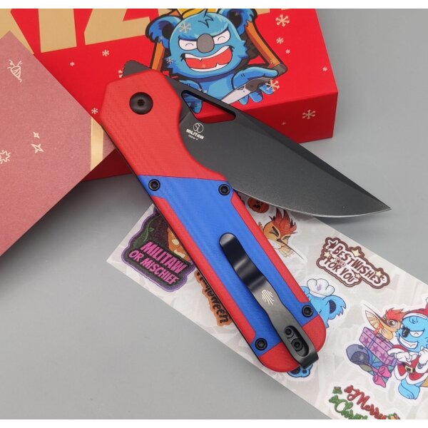 Kizer Militaw "Mario" Frontflipper Nitro-V Stahl G10 Red & Blue