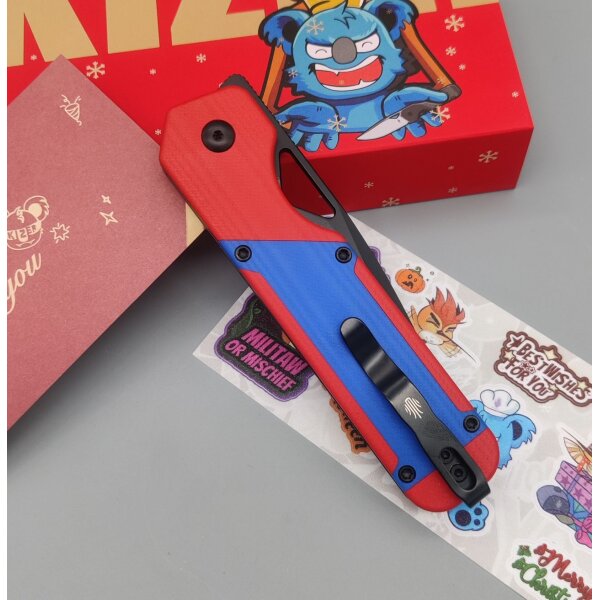 Kizer Militaw "Mario" Frontflipper Nitro-V Stahl G10 Red & Blue