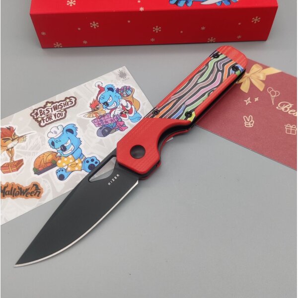 Kizer Mini Militaw Frontflipper Nitro-V Stahl G10 Red Party Streamers