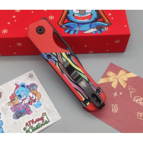 Kizer Mini Militaw Frontflipper Nitro-V Stahl G10 Red Party Streamers