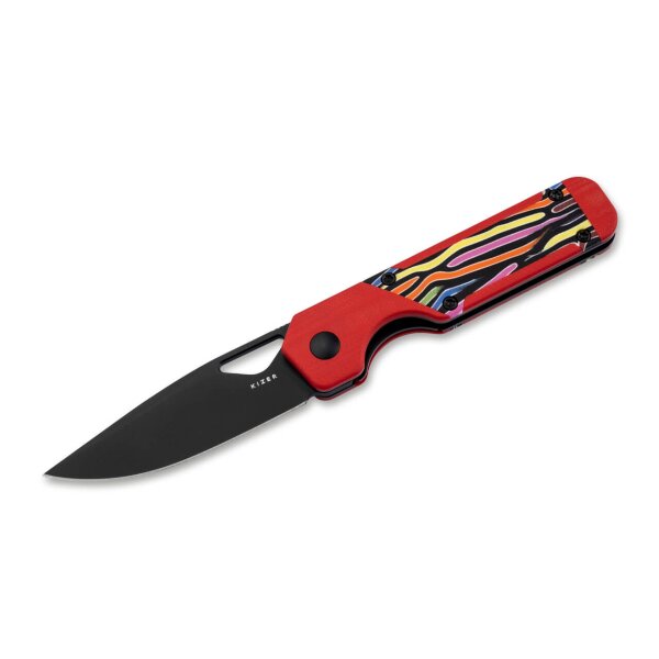 Kizer Mini Militaw Frontflipper Nitro-V Stahl G10 Red Party Streamers