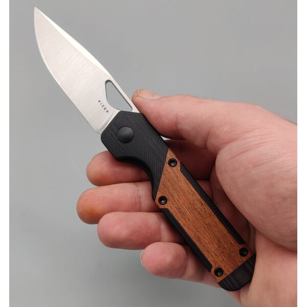 Kizer Mini Militaw Frontflipper Nitro-V Stahl G10 + Mkuruti Holz