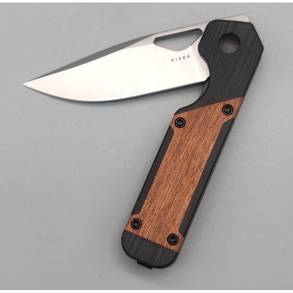 Kizer Mini Militaw Frontflipper Nitro-V Stahl G10 + Mkuruti Holz