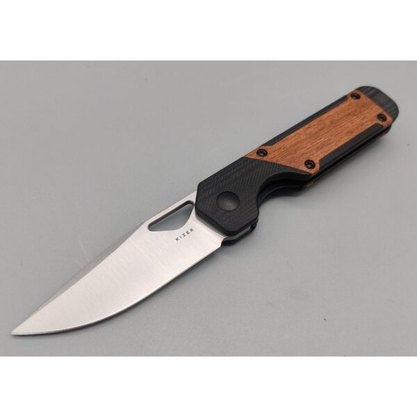 Kizer Mini Militaw Frontflipper Nitro-V Stahl G10 + Mkuruti Holz
