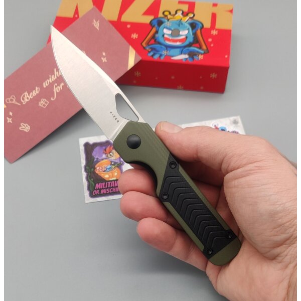 Kizer Mini Militaw Frontflipper Nitro-V Stahl G10 Black Pattern